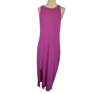 Beyond Yoga Ease Into It Midi Ribbed Tank Dress Hibiscus Pink XL Sleeveless